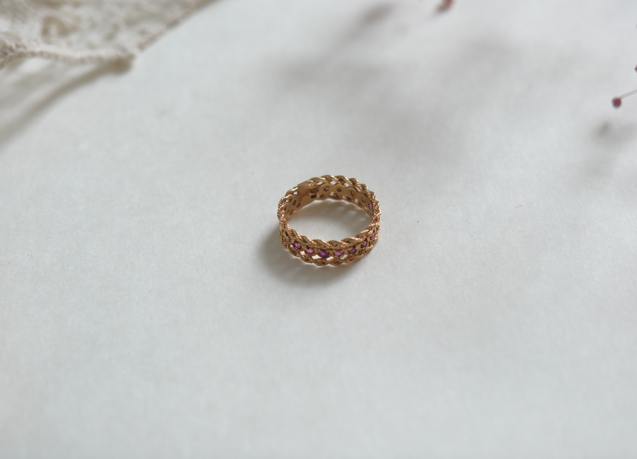 10K Vintage Ruby Braid Ring (7) - Stone Cooper