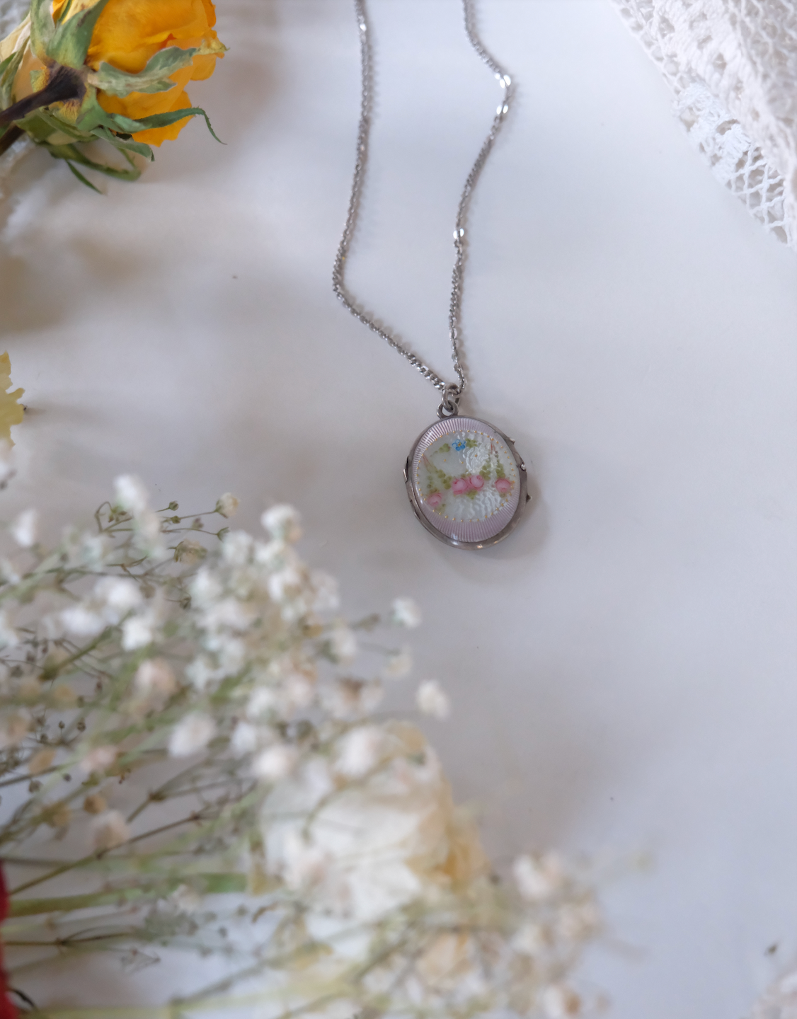 Elka Enameled Sterling Antique Locket - Stone Cooper