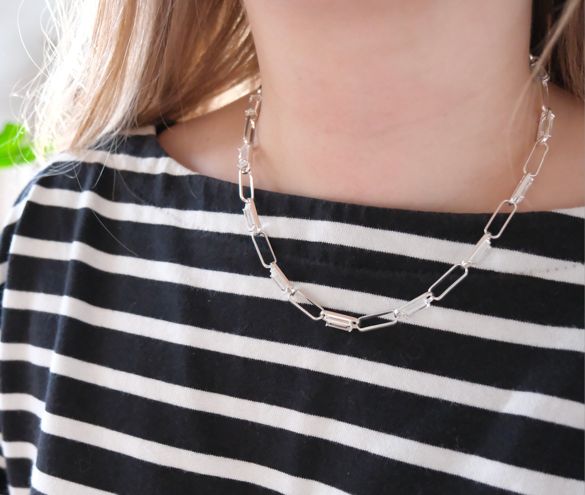 Sterling Herkimer Diamond Link Chain - Stone Cooper