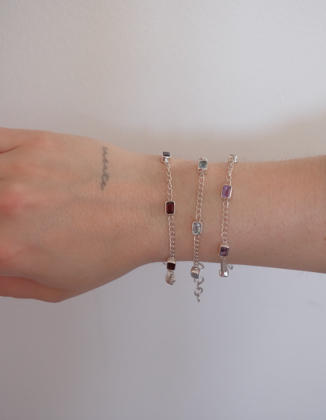 Garnet, Topaz or Amethyst Baguette Bracelet - Stone Cooper