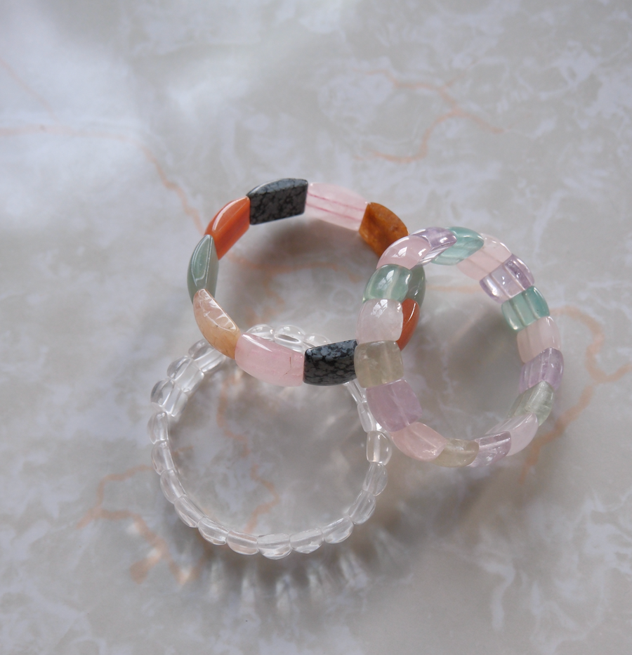 Quartz Stretch Stone Bangle Bracelet