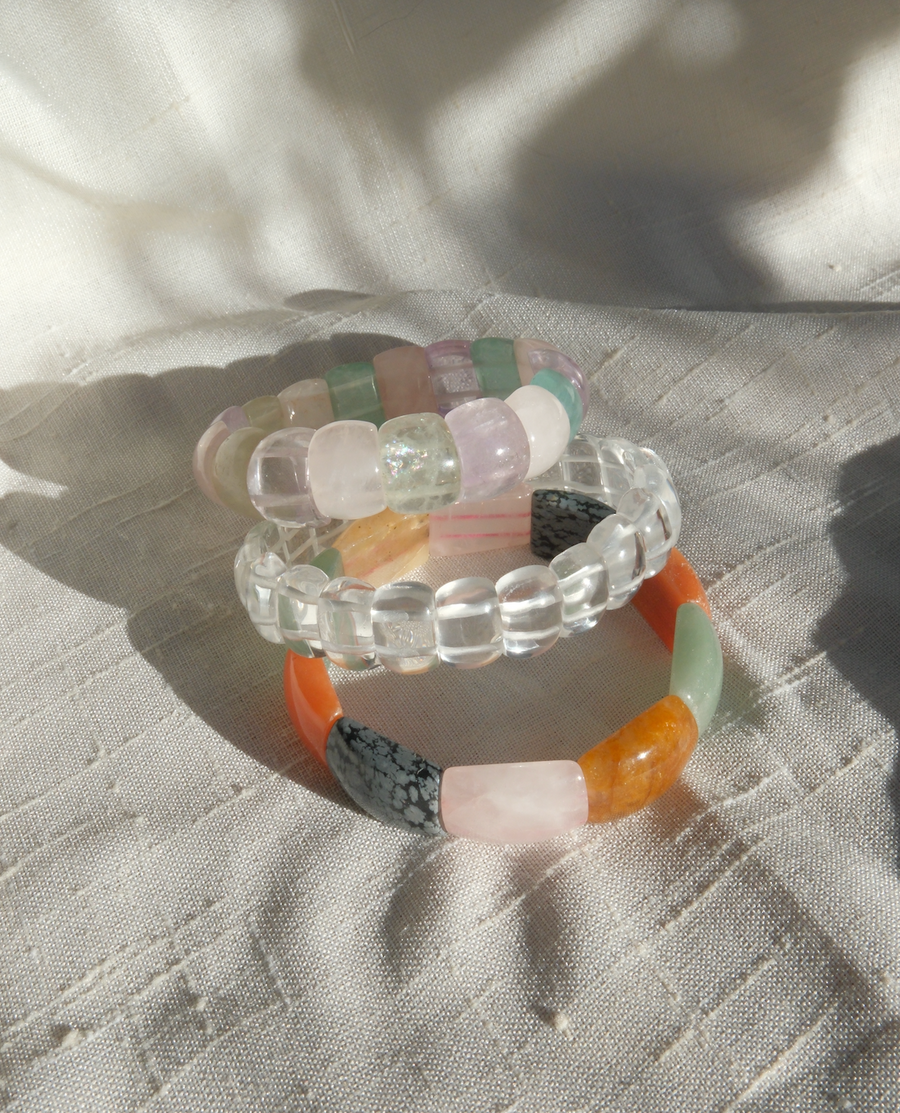 Quartz Stretch Stone Bangle Bracelet