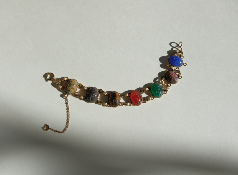 Arlene Double Strand Vintage Scarab Bracelet