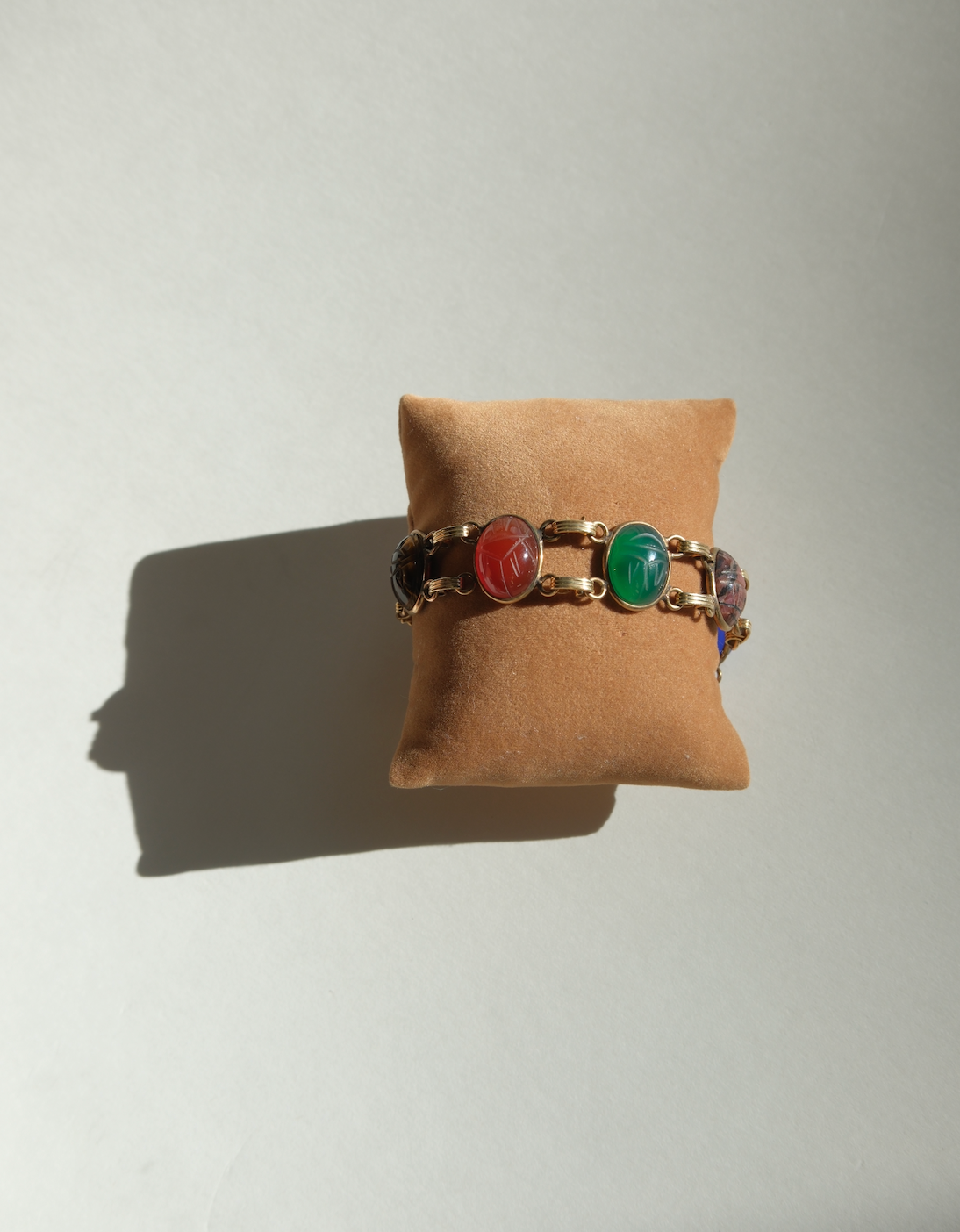 Arlene Double Strand Vintage Scarab Bracelet (8")