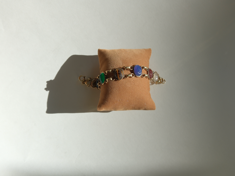 Darlene Double Strand Vintage Scarab Bracelet