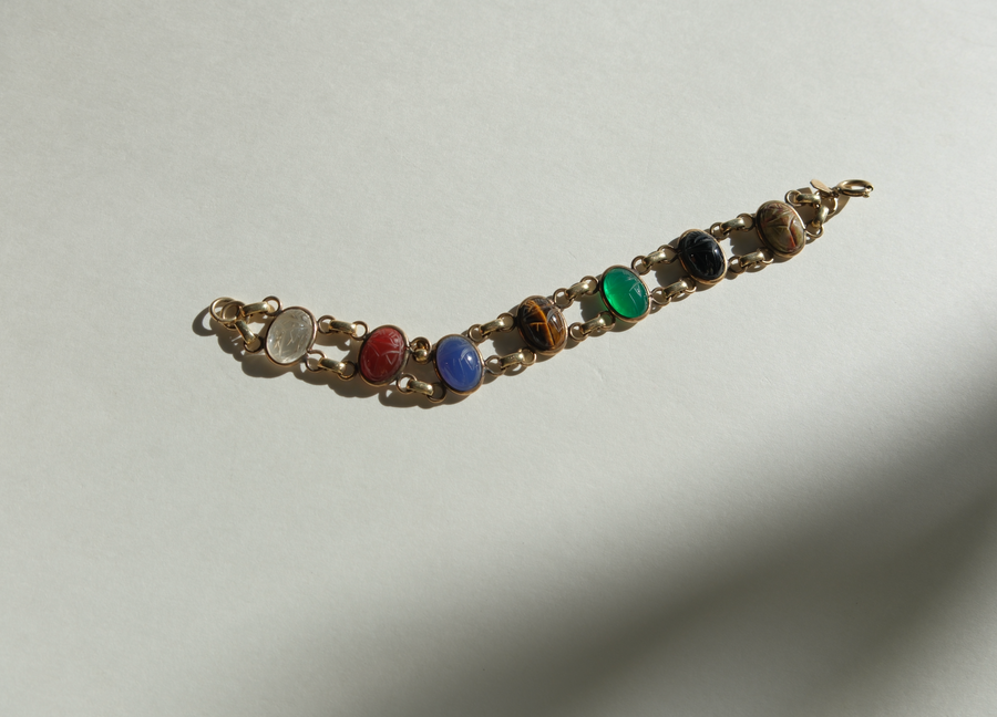 Darlene Double Strand Vintage Scarab Bracelet