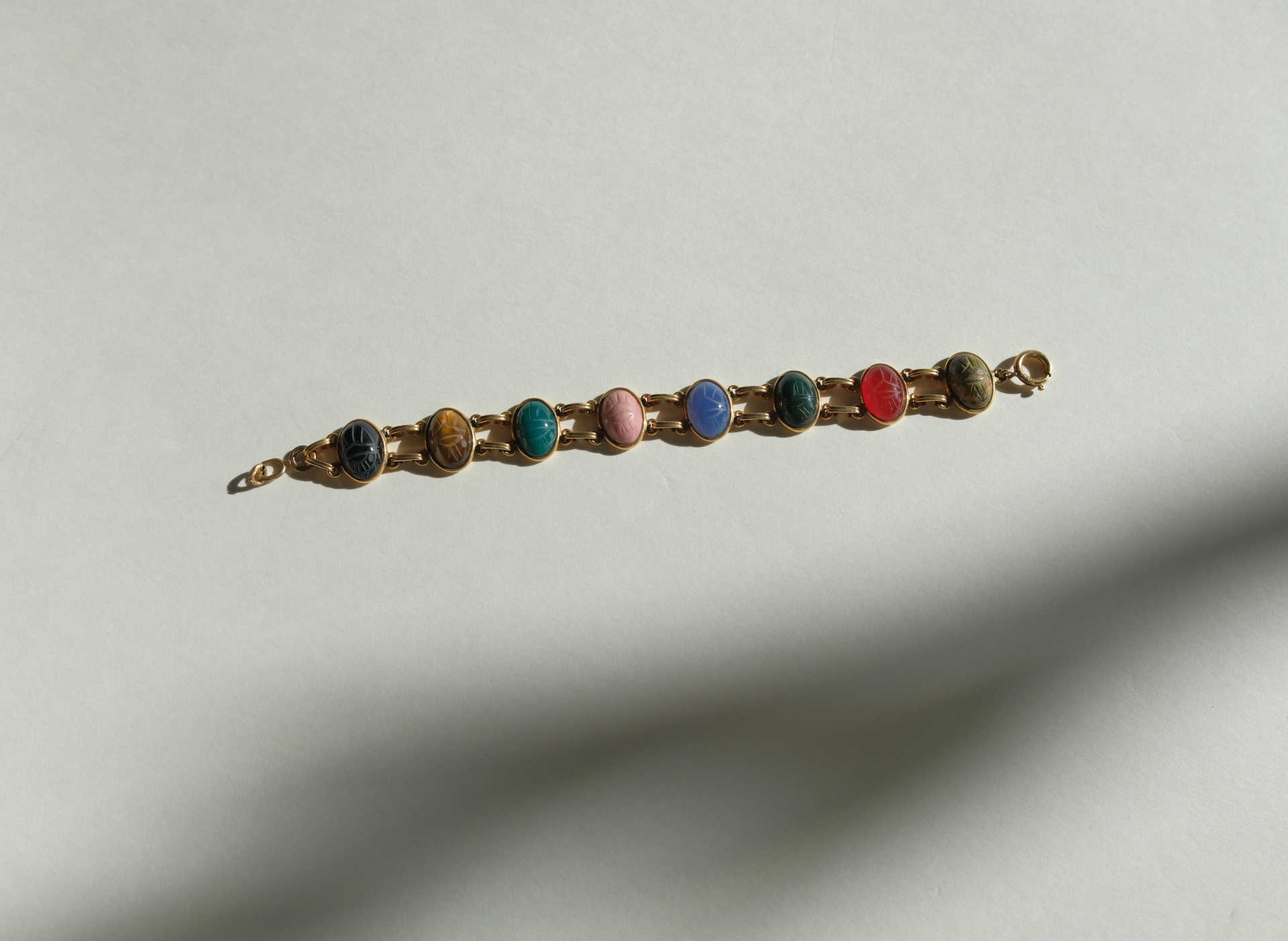 Marlene Double Strand Vintage Scarab Bracelet (7.5")