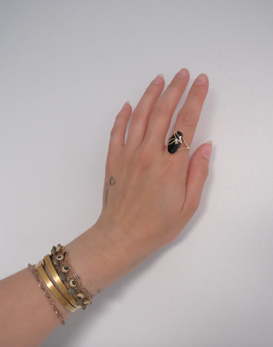 10K Vintage Onyx Diamond Ring (9)