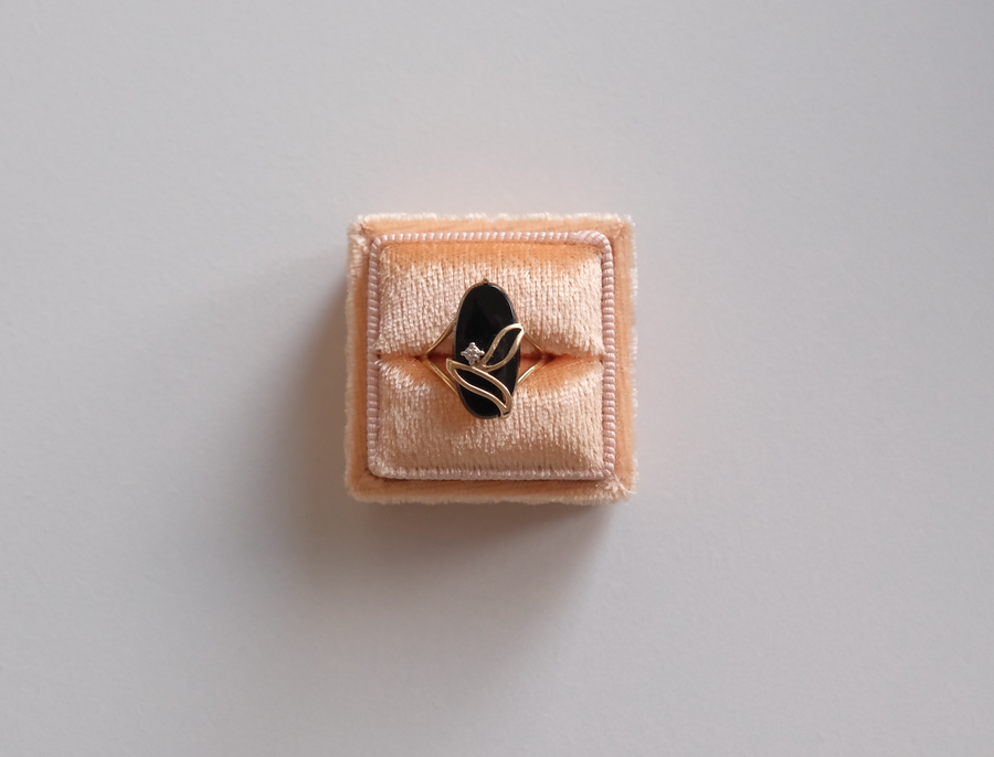 10K Vintage Onyx Diamond Ring (9)