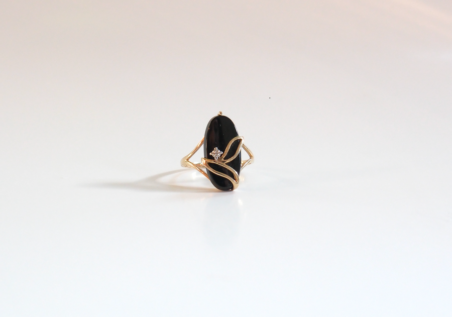 10K Vintage Onyx Diamond Ring (9)