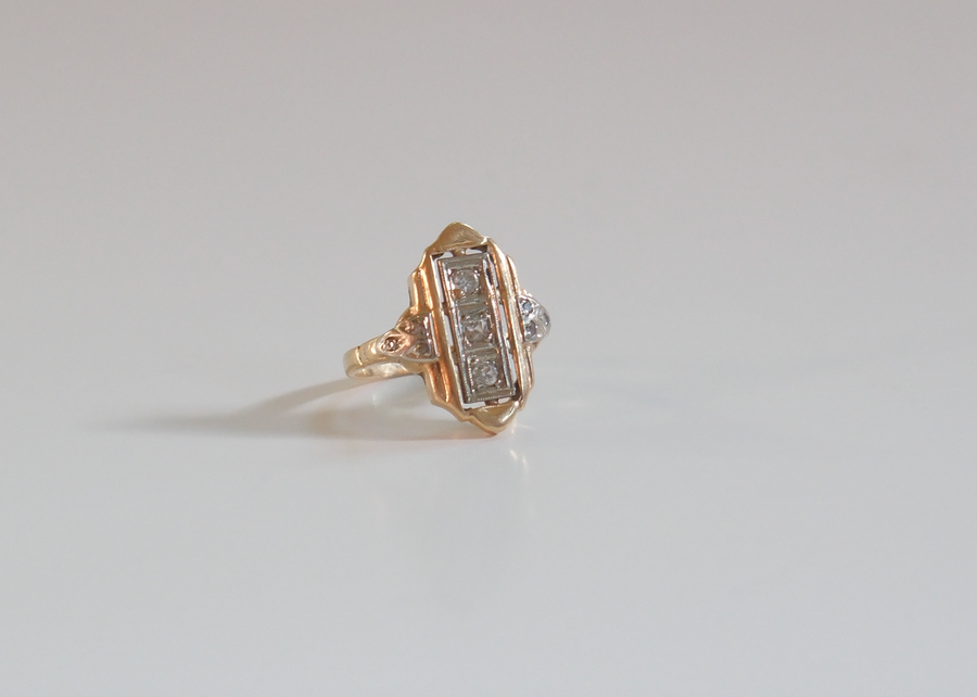 14K Two-Toned Deco Diamond Ring (4)