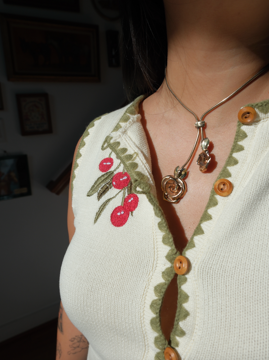 Midcentury Rose Lariat 12K GF