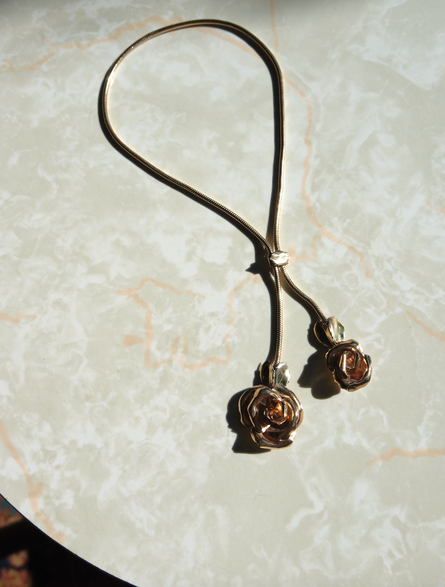 Midcentury Rose Lariat 12K GF
