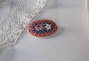 Vintage Micro-Mosaic Oval Bouquet Brooch