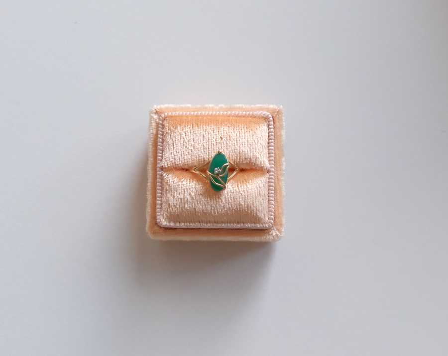 10K Vintage Green Onyx Diamond Ring (7)