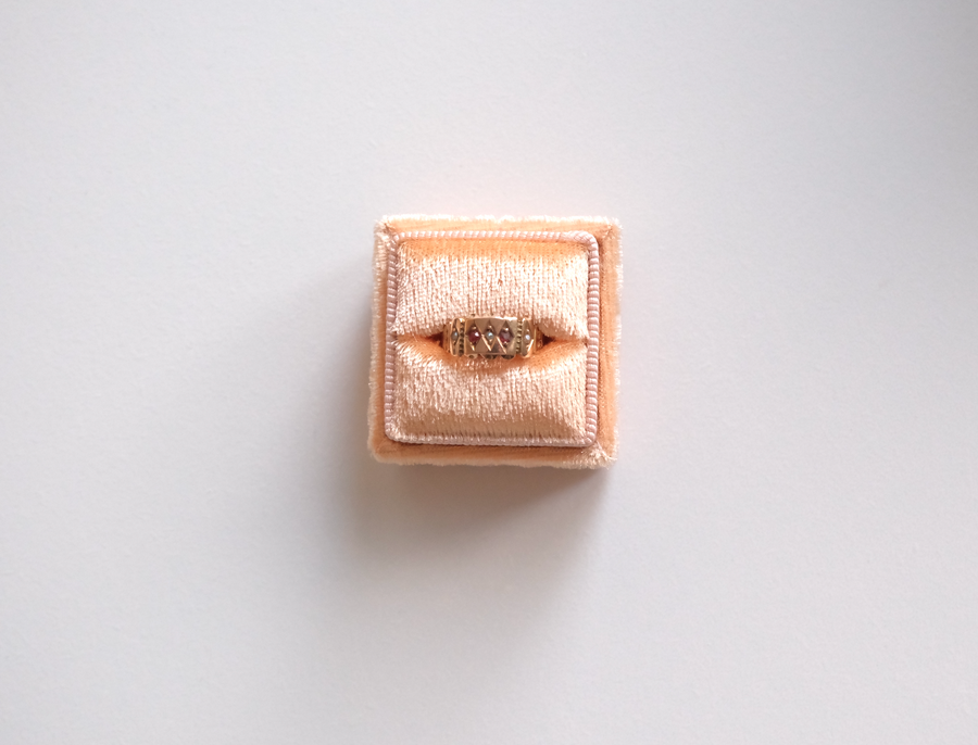 9K Victorian Ruby & Pearl Ring (6.75)
