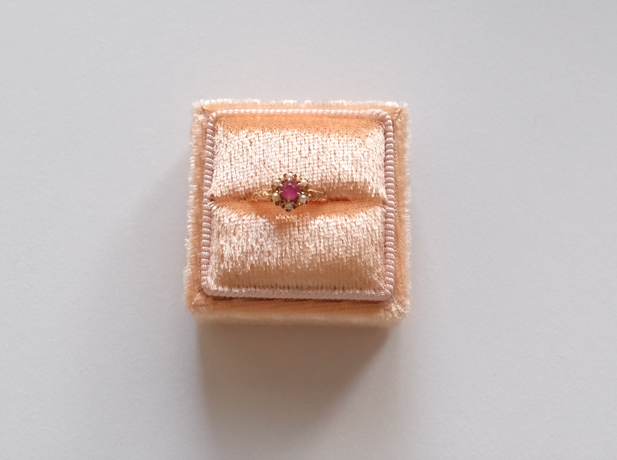 9K Antique Ruby & Pearl Ring (4.5)