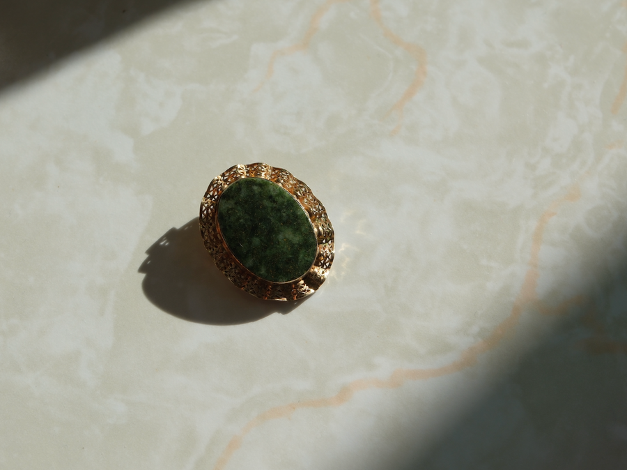 Vintage Gold-Fill Nephrite Jade Brooch/Pendant