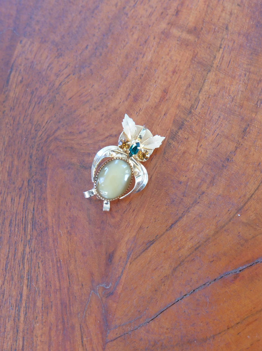 Vintage 1970s Gold-Fill Owl Brooch