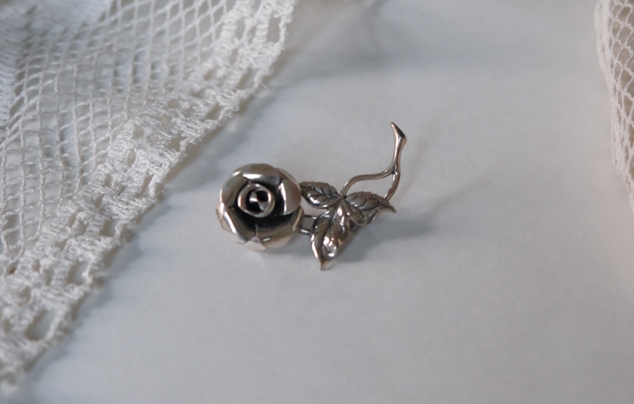 1950s Sterling Beaucraft Rose Brooch