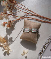 Violet Guilloche Sterling Flower Bracelet, White and Pink - Stone Cooper