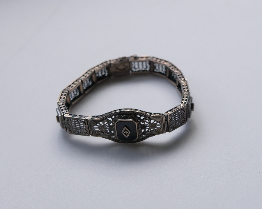 Lisa Onyx Diamond Filigree Bracelet - Stone Cooper