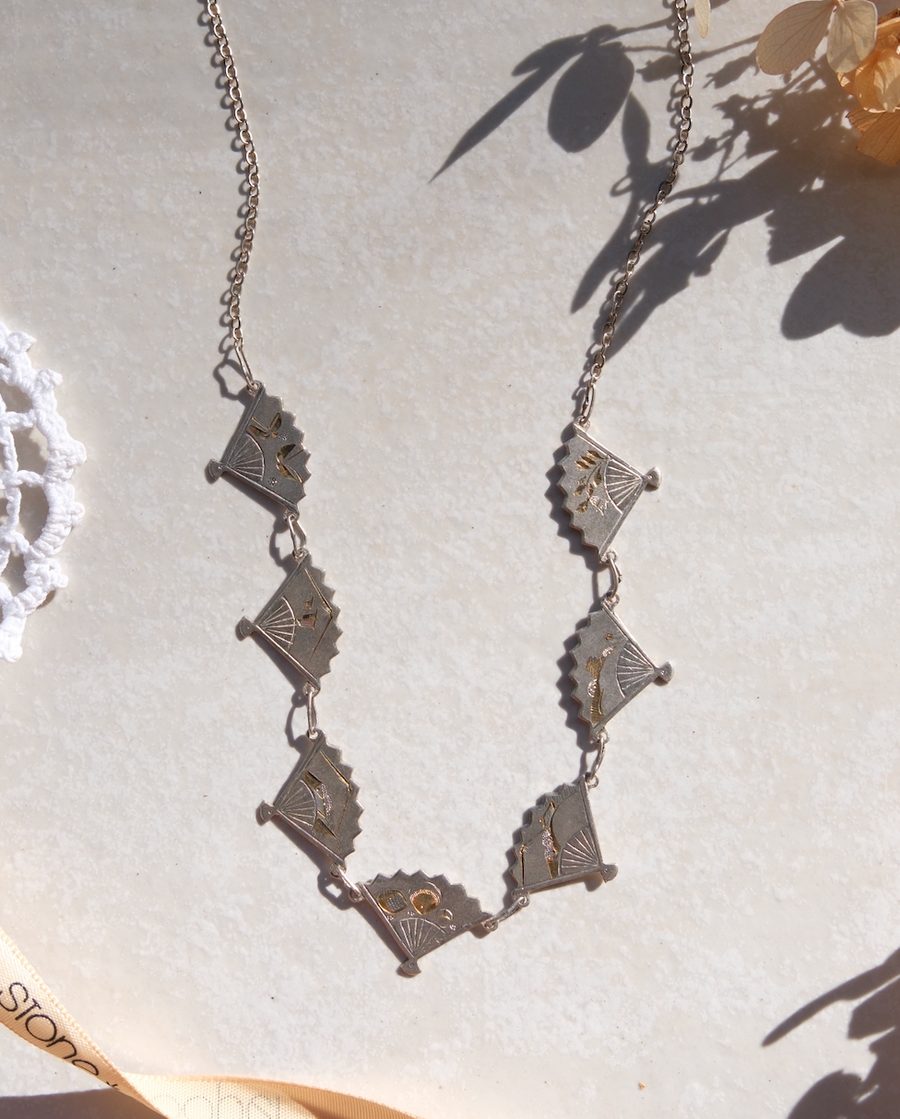 Claire Silver Fan Necklace - Stone Cooper