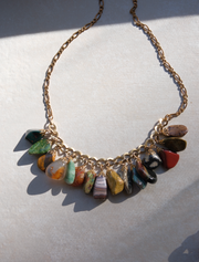 Herline Vintage Chunky Gemstone Charm Necklace - Gold Filled - Stone Cooper