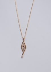 Ardys 10K Art Nouveau, Ruby and Pearl Lavalier Necklace - Stone Cooper