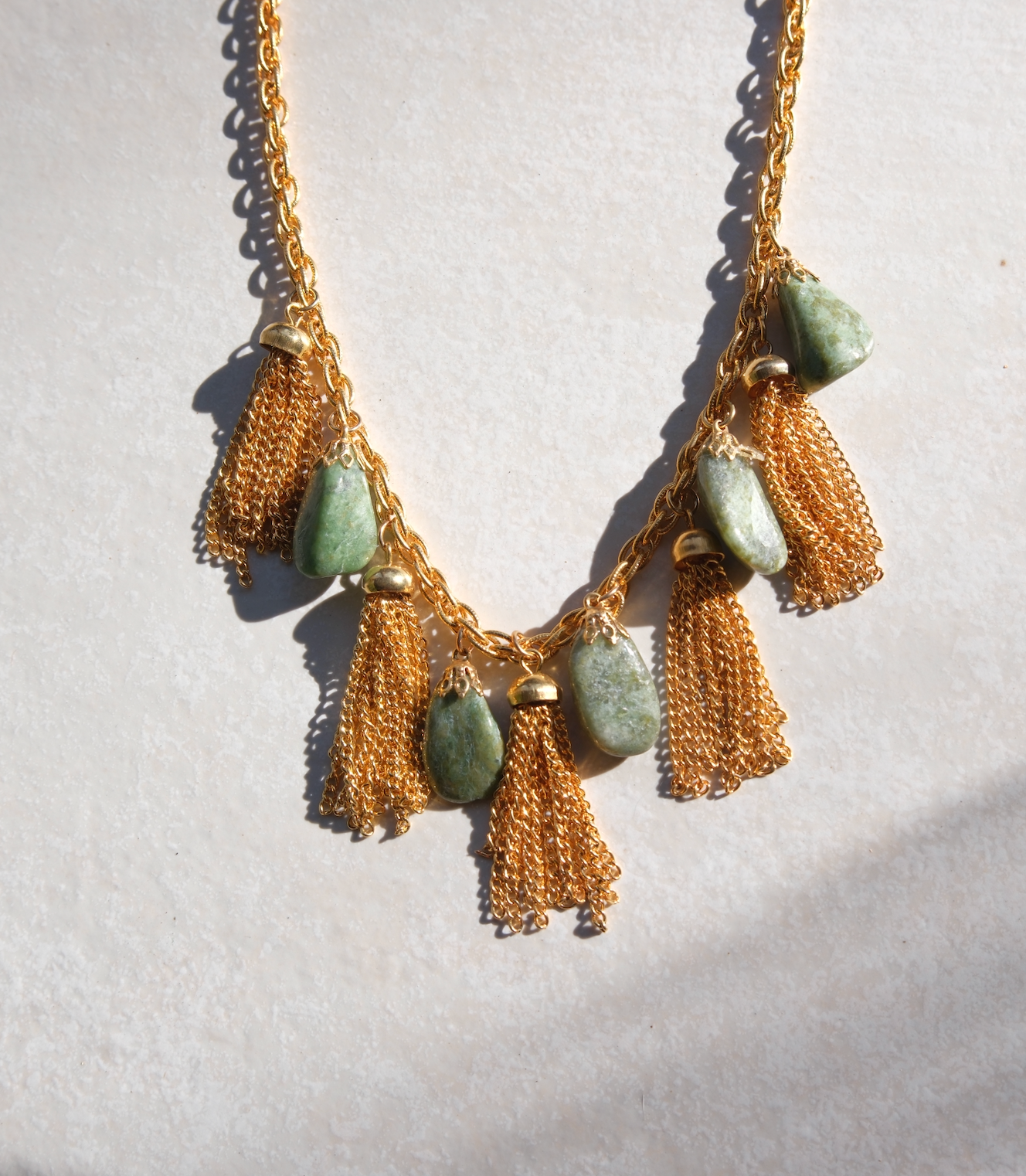 Amelia Green Aventurine Tassel Charm Necklace - Stone Cooper