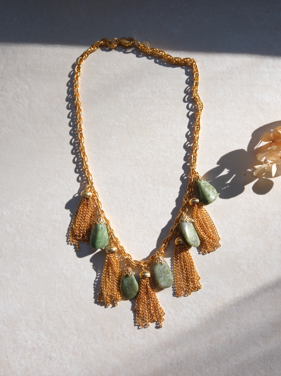 Amelia Green Aventurine Tassel Charm Necklace - Stone Cooper