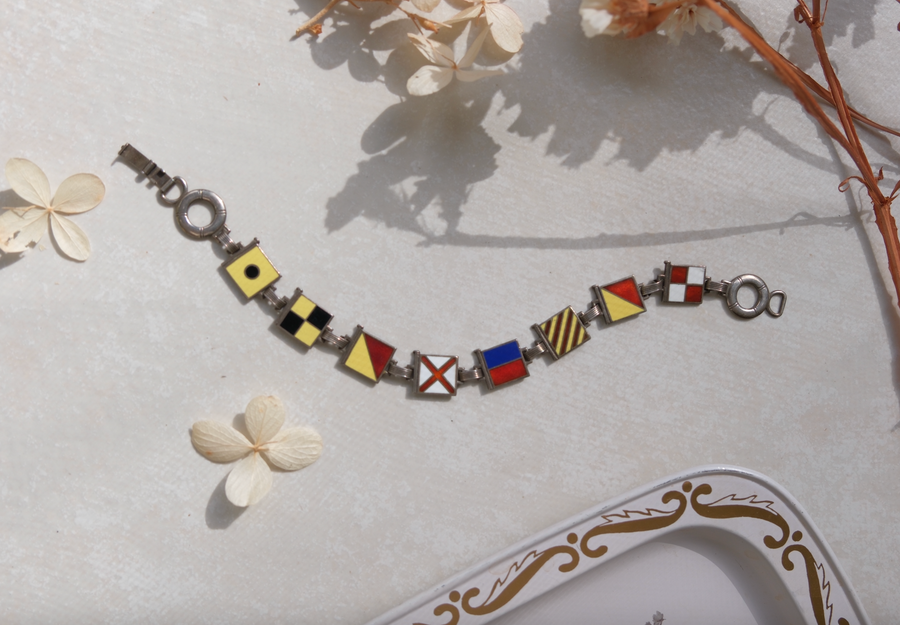 Solveig Nautical Flag Bracelet 'I Love You' - Stone Cooper