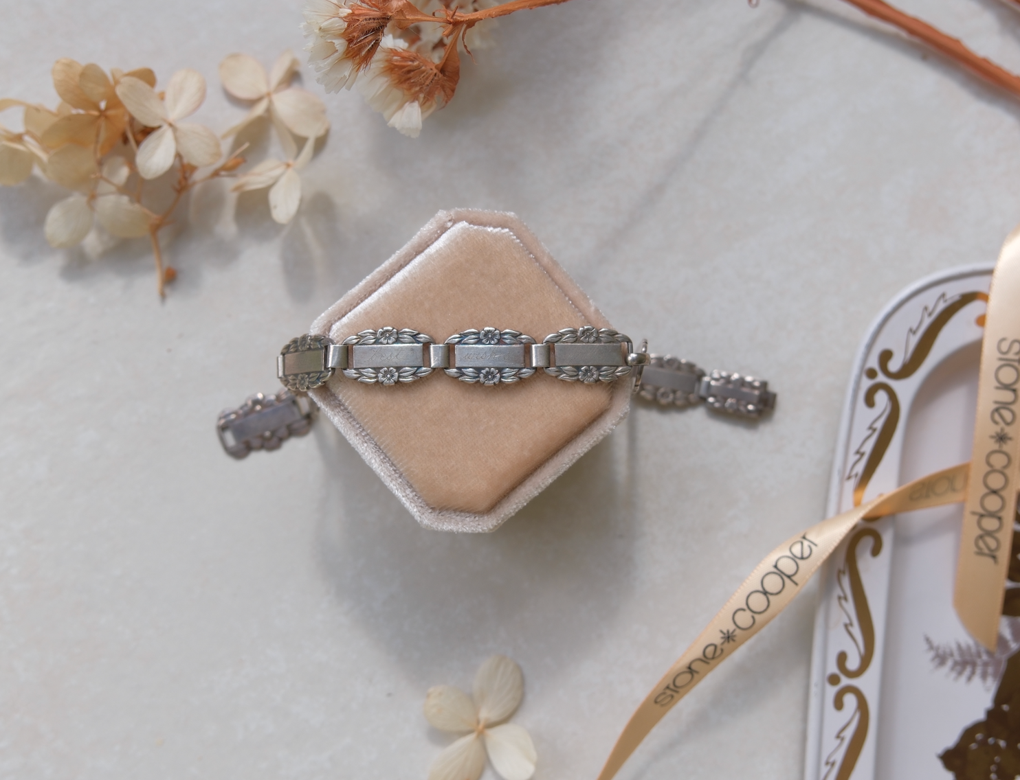Margaret 'Forget-Me-Not" Bracelet, 1946 - "Peace, Prosperity, Best Wishes..." - Stone Cooper