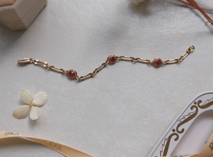 Marina Gold-Filled Pink Glass Bracelet - Stone Cooper