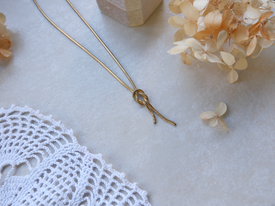 Camille Love Knot Chain Necklace, Bracelet Set - Stone Cooper