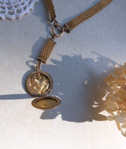 Honey Crystal Locket, Mesh Gold-Filled Chain - Stone Cooper