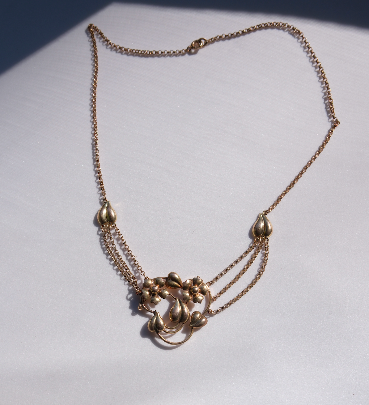 Vintage Carl-Art Flower Festoon Necklace, Gold-Fill - Stone Cooper