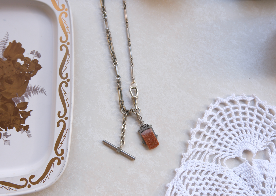 Lady Goldstone Spinner Fob, Albert Watch Chain Necklace - Stone Cooper