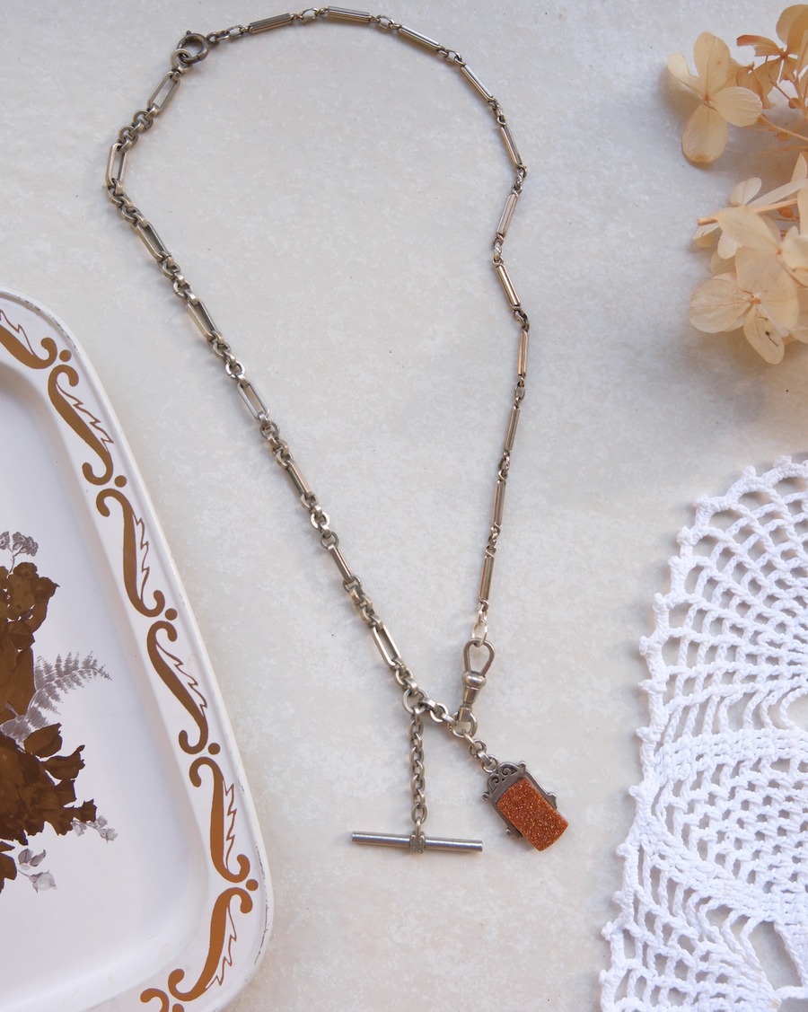 Lady Goldstone Spinner Fob, Albert Watch Chain Necklace - Stone Cooper