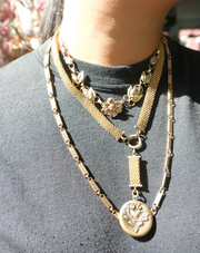 Honey Crystal Locket, Mesh Gold-Filled Chain - Stone Cooper