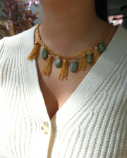 Amelia Green Aventurine Tassel Charm Necklace - Stone Cooper