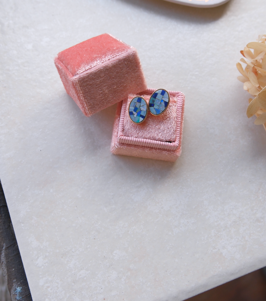 VanDell MicroMosaic Gold Filled Opal Studs