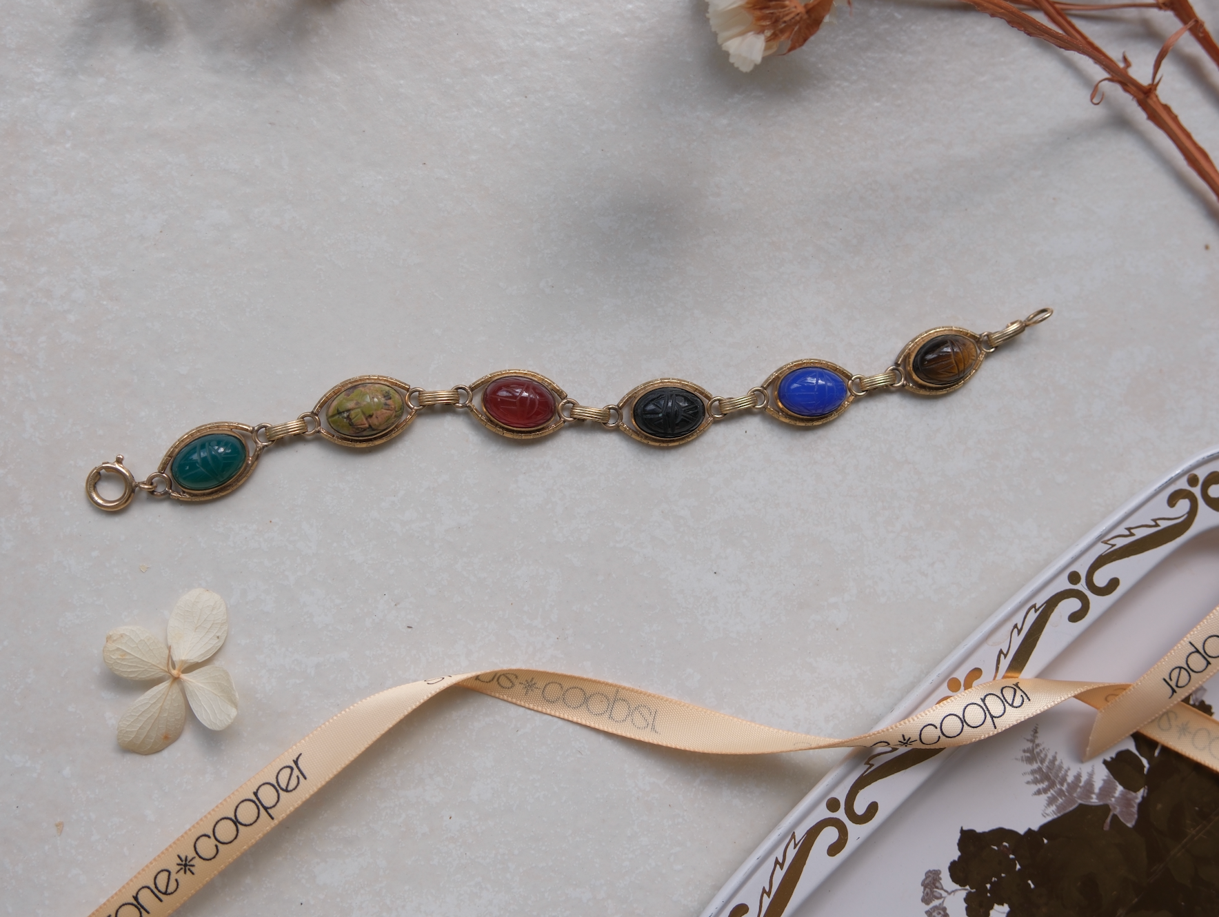 Breda Vintage Scarab Bracelet (7.5") - Stone Cooper