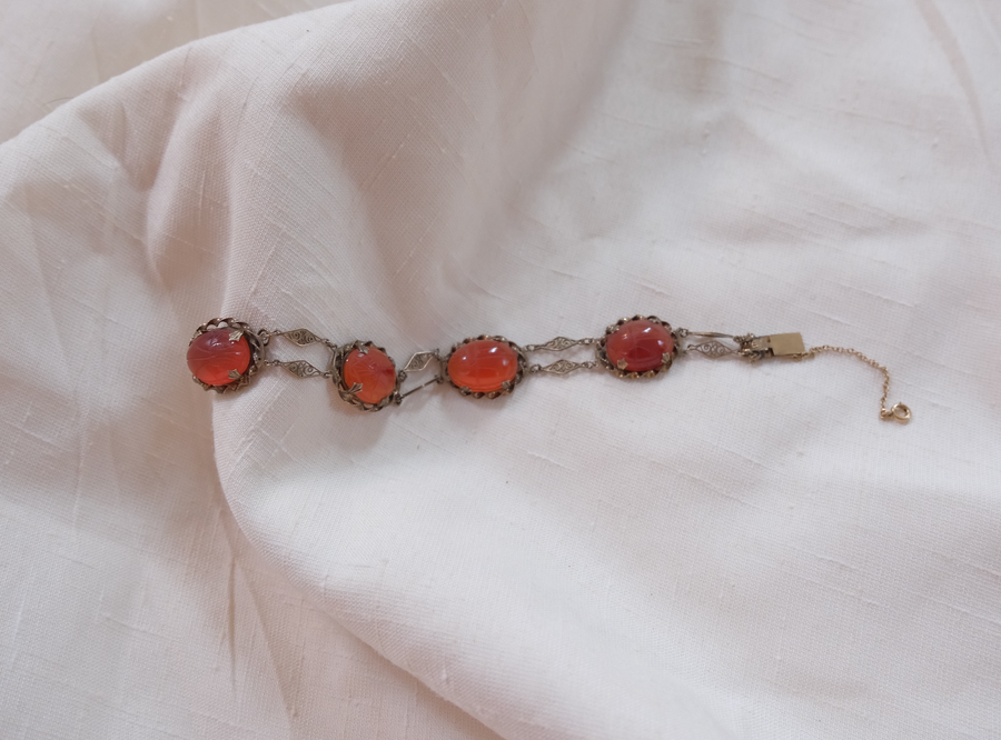 Nellie Carnelian Antique Scarab Bracelet - Stone Cooper