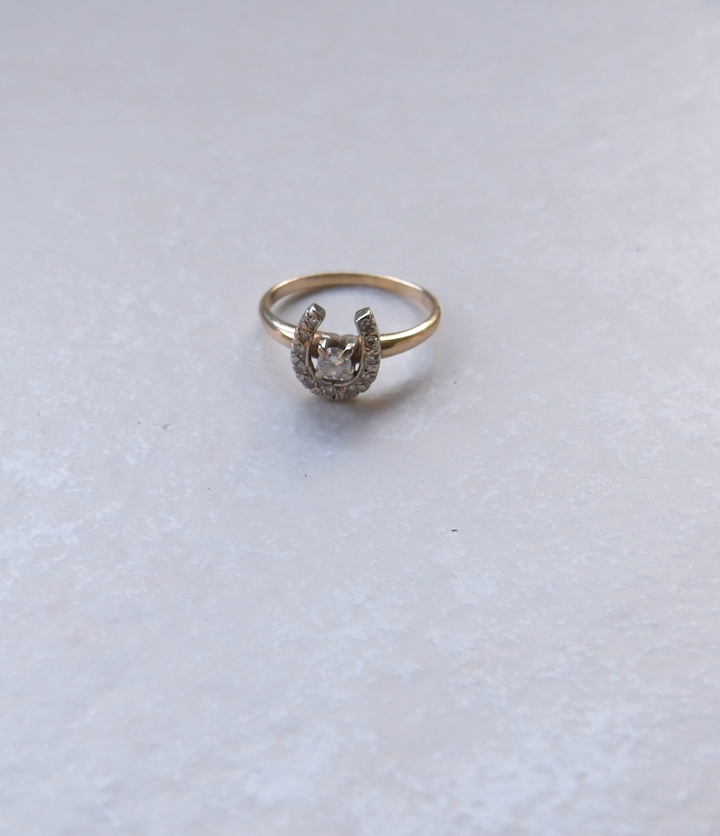 14K Diamond Horseshoe Henry Ring - size 7.25 - Stone Cooper