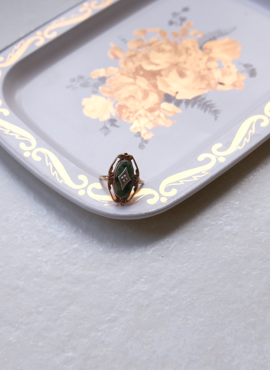 10K Jade Diamond Estate Ring (5.25) - Stone Cooper