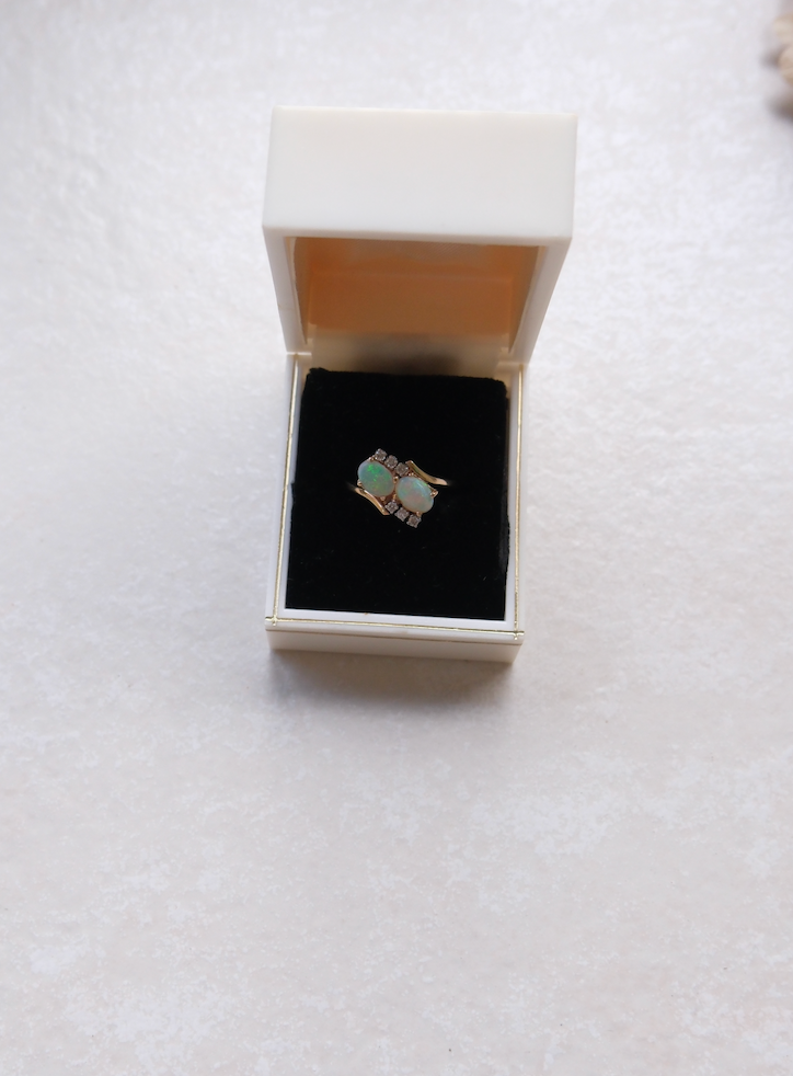 Opal and Diamond Antique Toi et Moi Ring 14k (8)