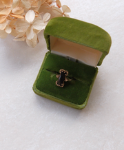 Art Deco Revival Onyx Ring, 10K, size 6.5