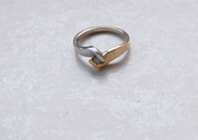 Two-Tone Vintage Diamond Crossover Ring, 14K, size 4