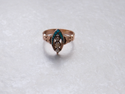 14K Victorian Pearl and Turquoise Navette Ring (7.75) - Stone Cooper